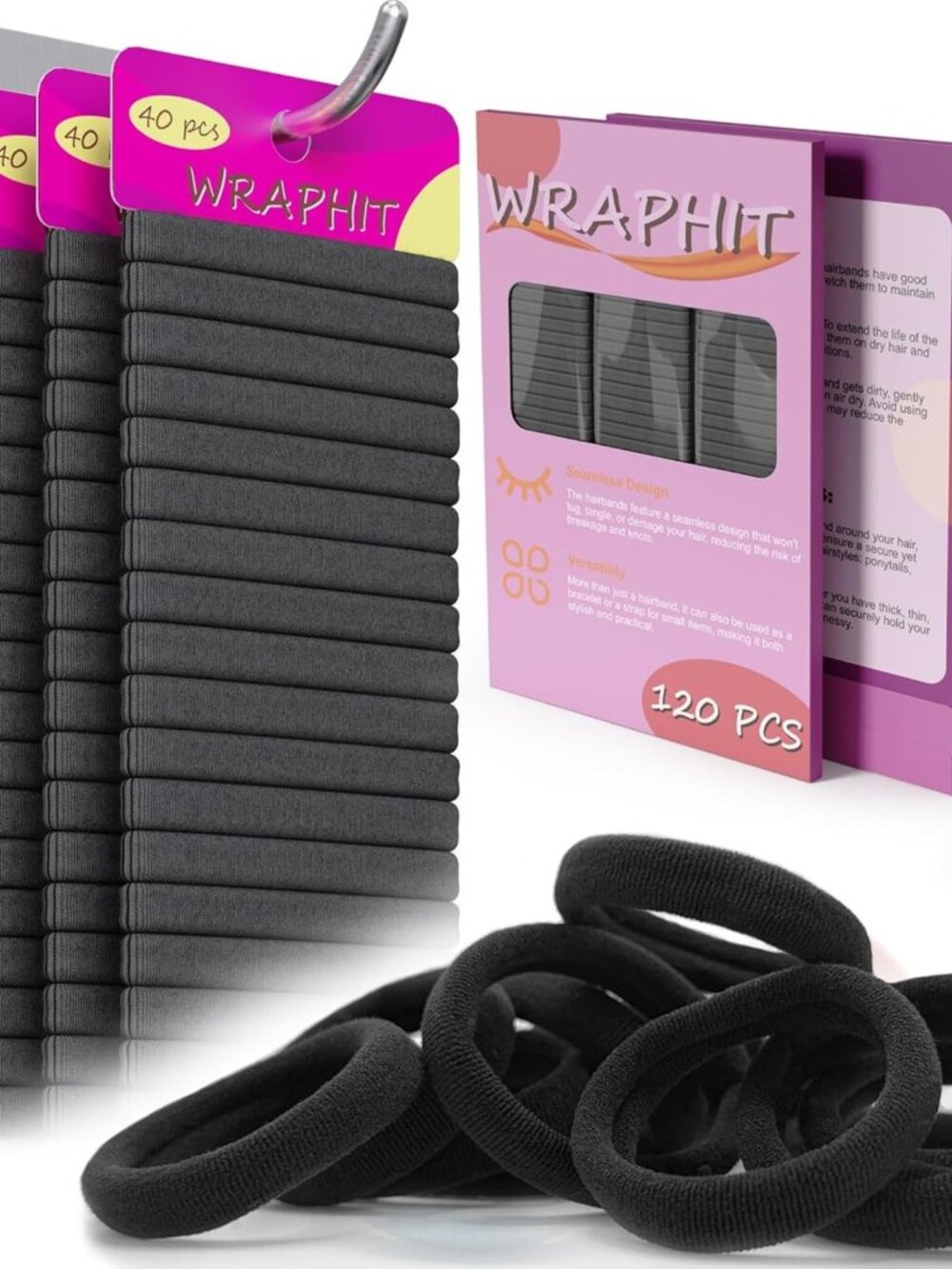 120PCS No Damage Hair Ties, Snag-Free Elastic Bands for Thick Hair & Ponytails